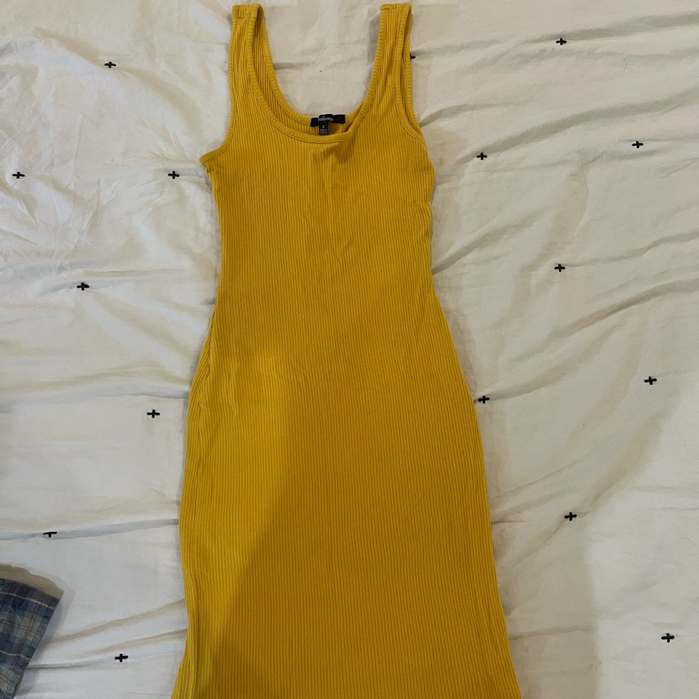 Ambiance Mustard Ribbed Midi Dress